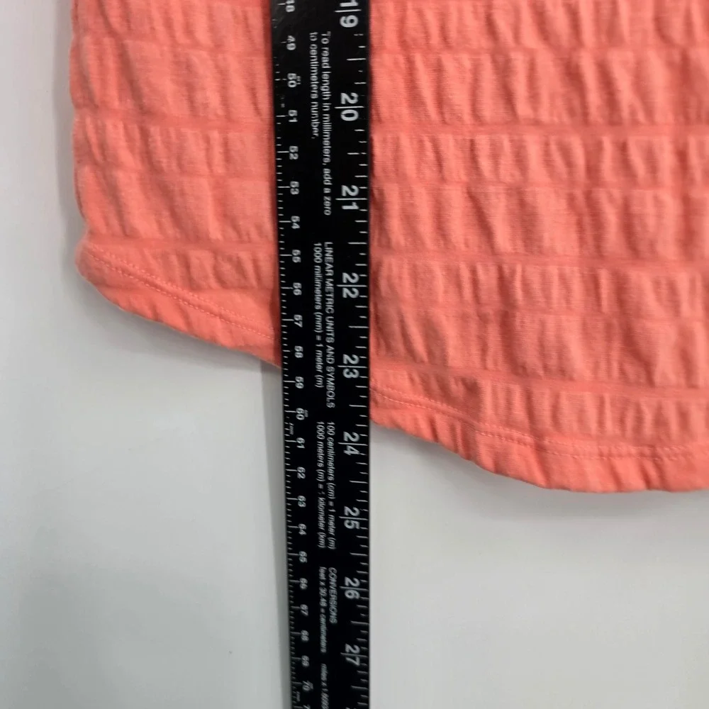 We The Free Free People Coral Pink Smocked Puff Sleeve V-Neck Top Size Small‎